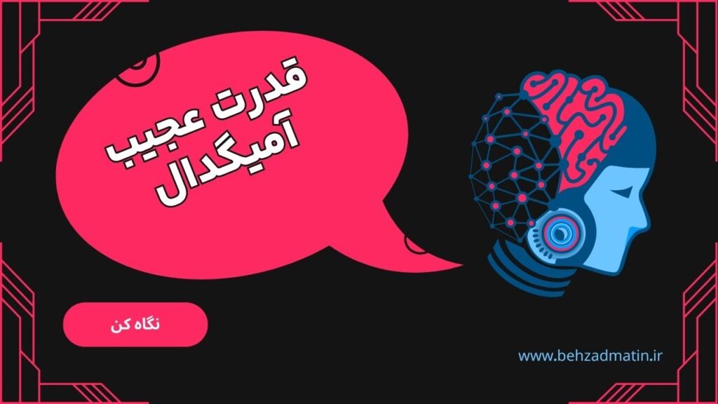 Black brain illustration on dark background highlighting the amazing power of the amygdala